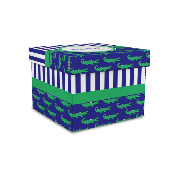 Custom Alligators & Stripes Gift Box with Lid - Canvas Wrapped - Small (Personalized)