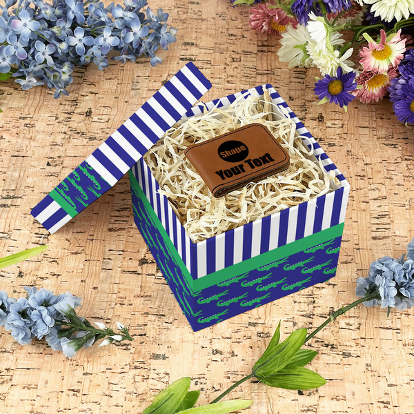 Alligators & Stripes Gift Boxes with Lid - Canvas Wrapped - Small - In Context