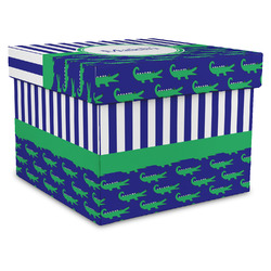 Alligators & Stripes Gift Box with Lid - Canvas Wrapped - X-Large (Personalized)