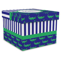 Alligators & Stripes Gift Box with Lid - Canvas Wrapped - XX-Large (Personalized)
