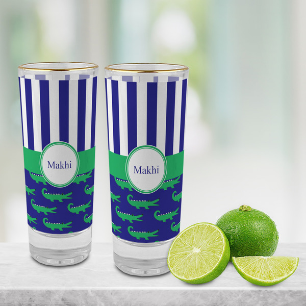 Alligators & Stripes Glass Shot Glass - 2 oz - LIFESTYLE