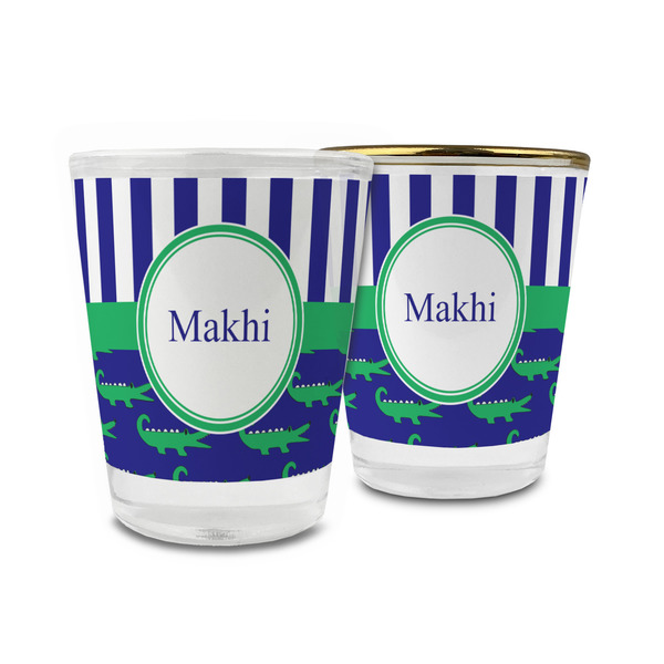 Custom Alligators & Stripes Glass Shot Glass - 1.5 oz (Personalized)