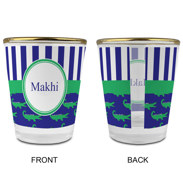 Alligators & Stripes Glass Shot Glass - with gold rim - APPROVAL