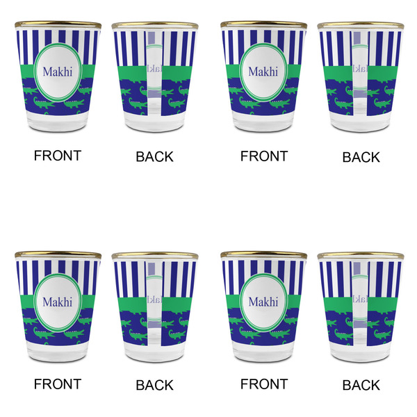 Alligators & Stripes Glass Shot Glass - with gold rim - Set of 4 - APPROVAL