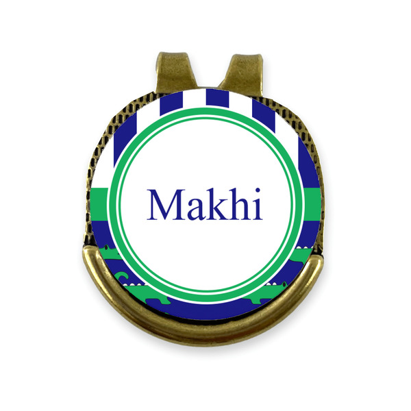 Custom Alligators & Stripes Golf Ball Marker - Hat Clip - Gold