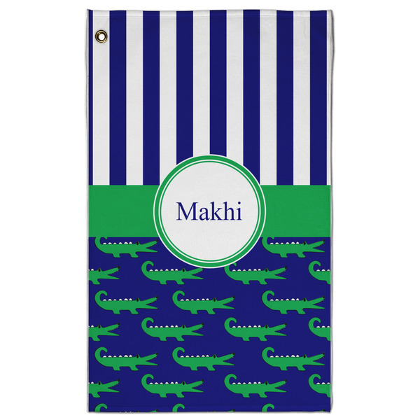 Custom Alligators & Stripes Golf Towel - Poly-Cotton Blend - Large w/ Name or Text