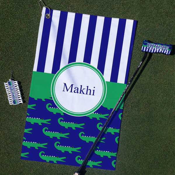 Custom Alligators & Stripes Golf Towel Gift Set (Personalized)