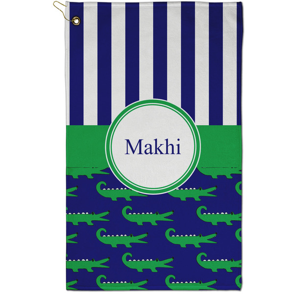 Custom Alligators & Stripes Golf Towel - Poly-Cotton Blend - Small w/ Name or Text