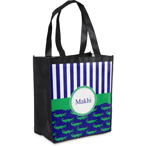 Custom Alligators & Stripes Grocery Bag (Personalized)