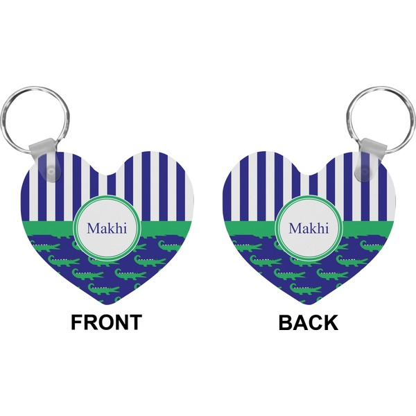 Alligators & Stripes Heart Keychain (Front + Back)