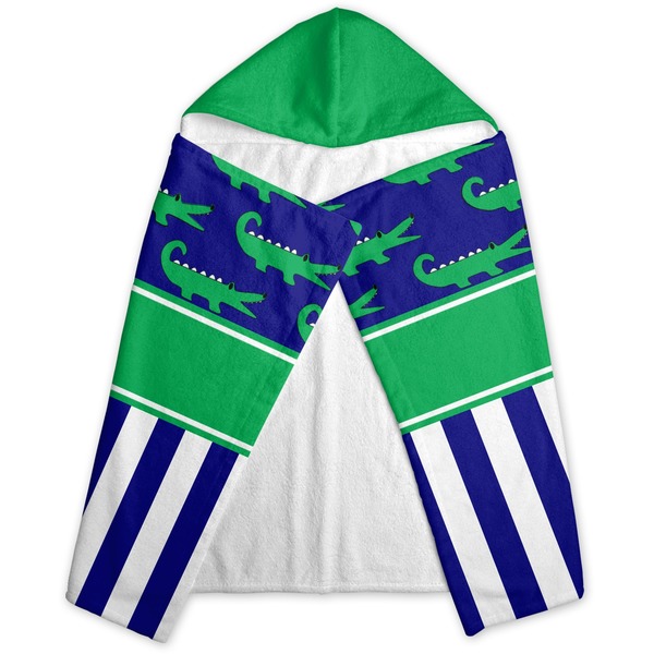 Alligators & Stripes Hooded Towel - Folded