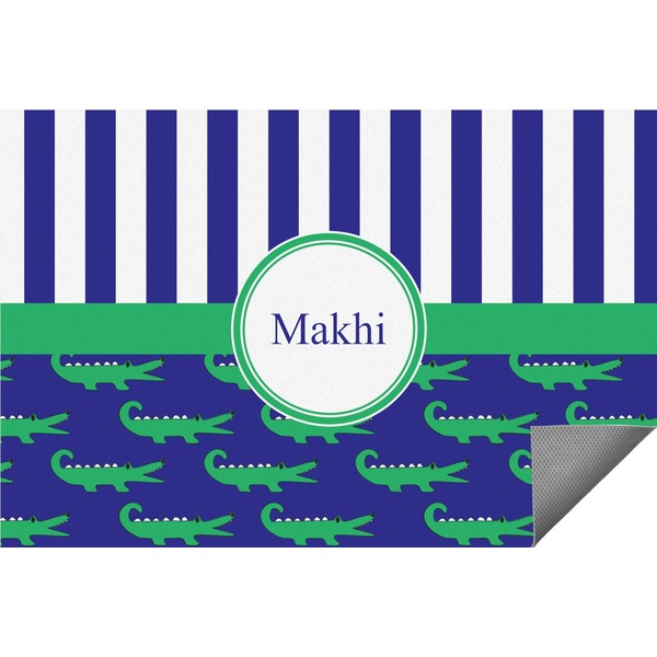 Custom Alligators & Stripes Indoor / Outdoor Rug - 3'x5' (Personalized)