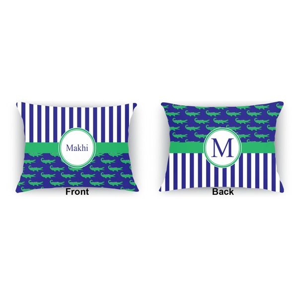 Alligators & Stripes  Indoor Rectangular Burlap Pillow (Front and Back)