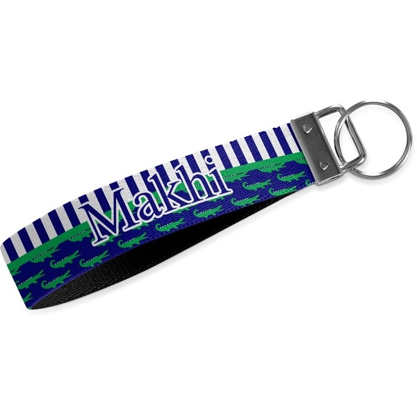 Custom Alligators & Stripes Wristlet Webbing Keychain Fob (Personalized)