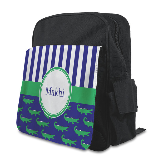 Custom Alligators & Stripes Preschool Backpack (Personalized)