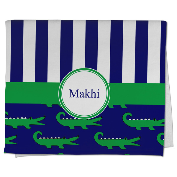 Custom Alligators & Stripes Kitchen Towel - Poly Cotton w/ Name or Text