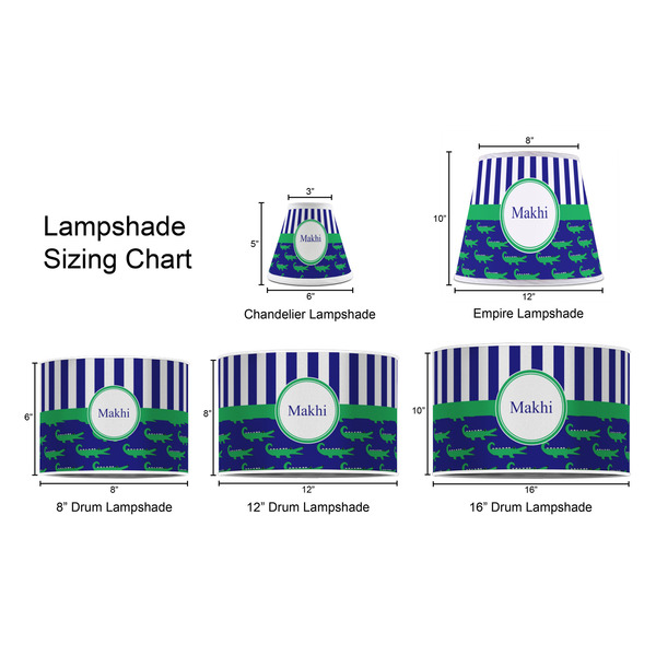Alligators & Stripes Lampshade Sizing Chart