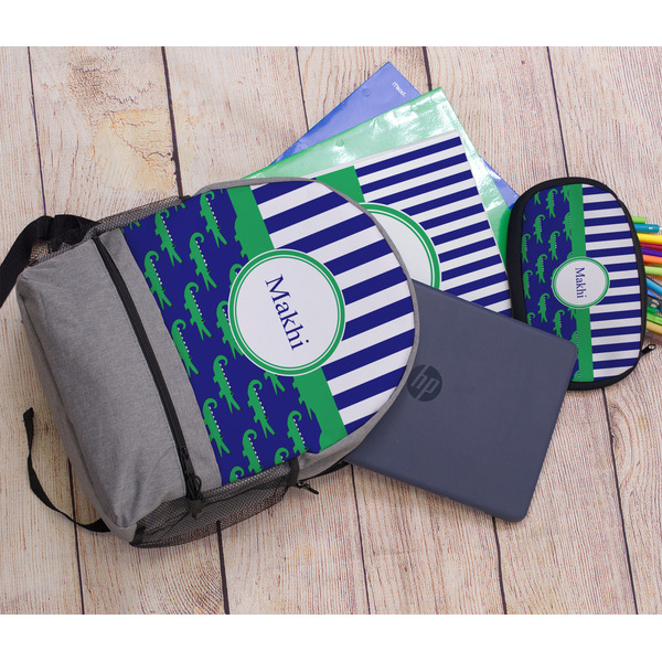 Alligators & Stripes Large Backpack - Gray - With Stuff