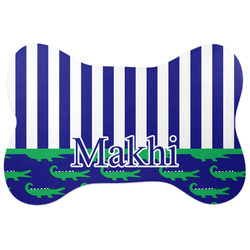 Alligators & Stripes Bone Shaped Dog Food Mat (Personalized)