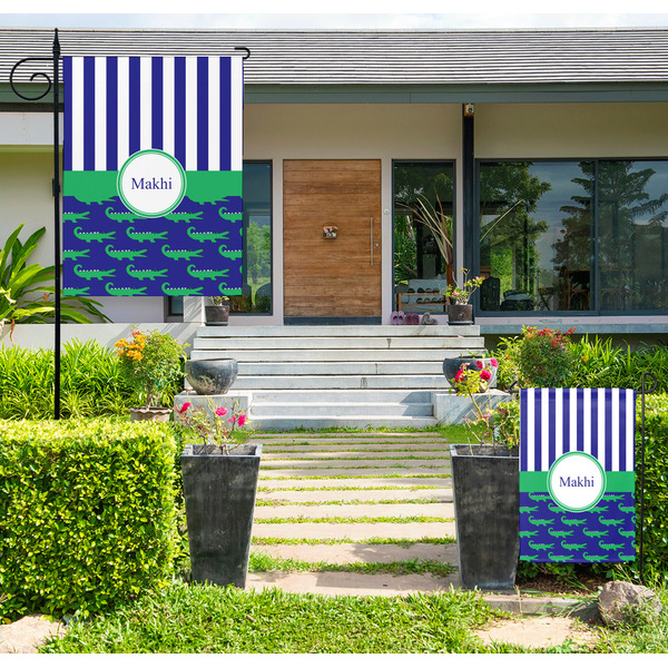 Custom Alligators & Stripes Large Garden Flag - Single Sided (Personalized)