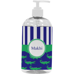 Alligators & Stripes Plastic Soap / Lotion Dispenser (16 oz - Large - White) (Personalized)