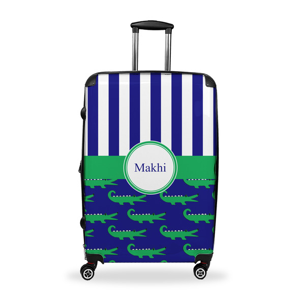 Custom Alligators & Stripes Suitcase - 28" Large - Checked w/ Name or Text