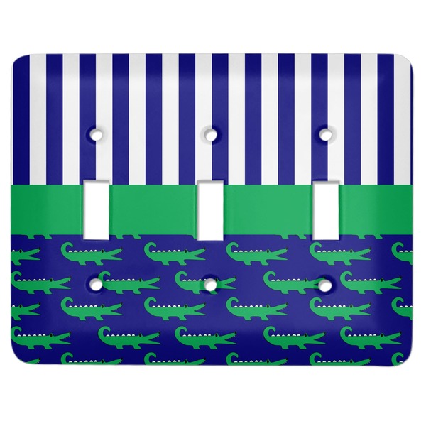 Custom Alligators & Stripes Light Switch Cover (3 Toggle Plate)