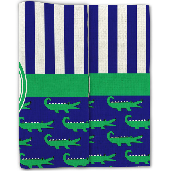 Alligators & Stripes Linen Placemat - Folded Half (double sided)