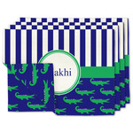 Alligators & Stripes Double-Sided Linen Placemat - Set of 4 w/ Name or Text