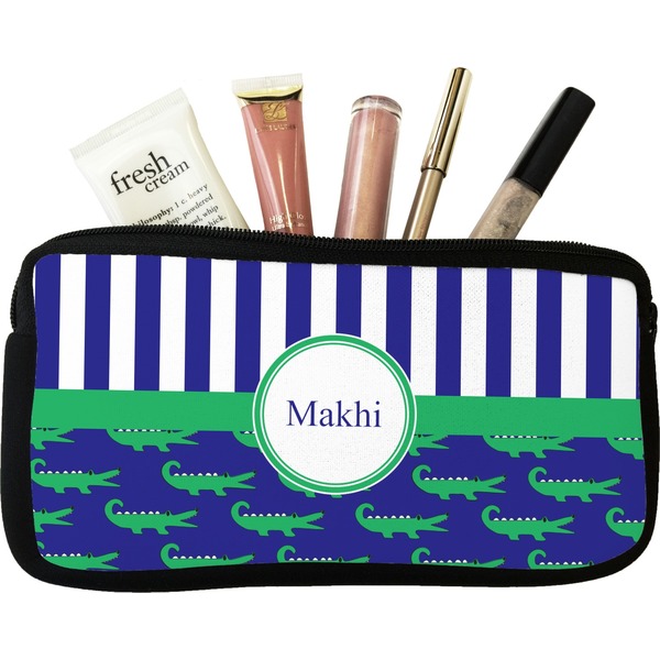 Custom Alligators & Stripes Makeup / Cosmetic Bag - Small (Personalized)