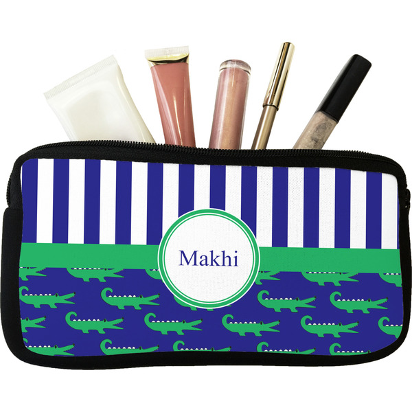 Custom Alligators & Stripes Makeup / Cosmetic Bag (Personalized)