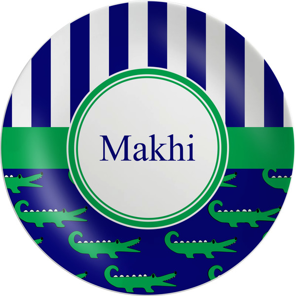 Custom Alligators & Stripes Melamine Salad Plate - 8" (Personalized)