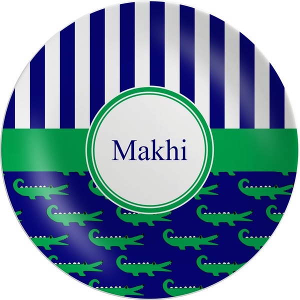 Custom Alligators & Stripes Melamine Plate (Personalized)