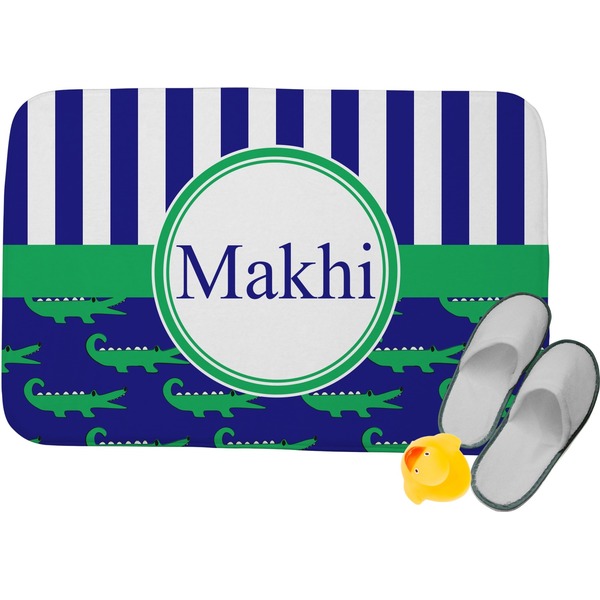 Custom Alligators & Stripes Memory Foam Bath Mat - 34"x21" (Personalized)