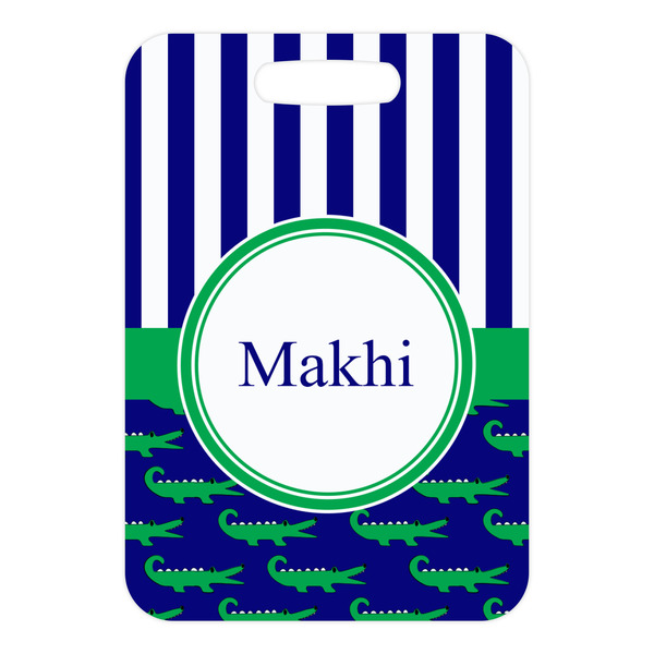 Alligators & Stripes Metal Luggage Tag - Front Without Strap