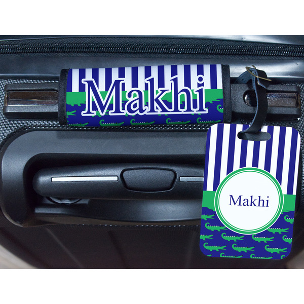 Alligators & Stripes Metal Luggage Tag & Handle Wrap - In Context