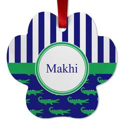 Alligators & Stripes Metal Paw Ornament - Double Sided w/ Name or Text