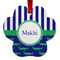 Alligators & Stripes Metal Paw Ornament - Double Sided w/ Name or Text
