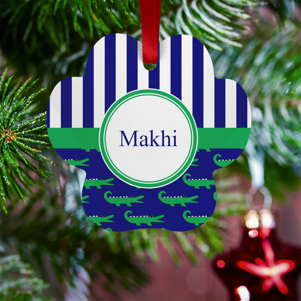 Alligators & Stripes Metal Paw Ornament - Lifestyle