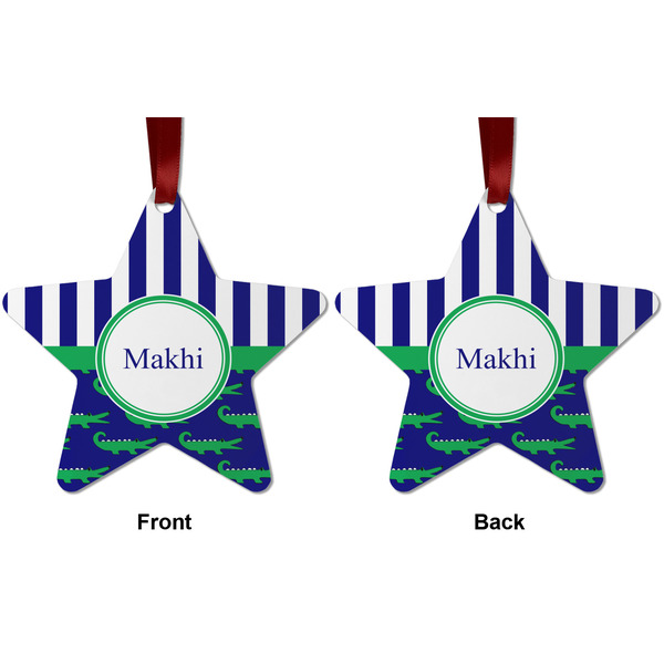 Alligators & Stripes Metal Star Ornament - Front and Back