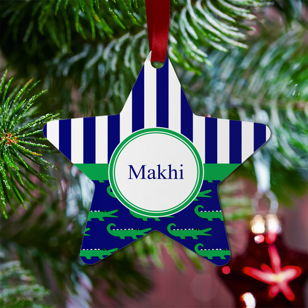 Alligators & Stripes Metal Star Ornament - Lifestyle
