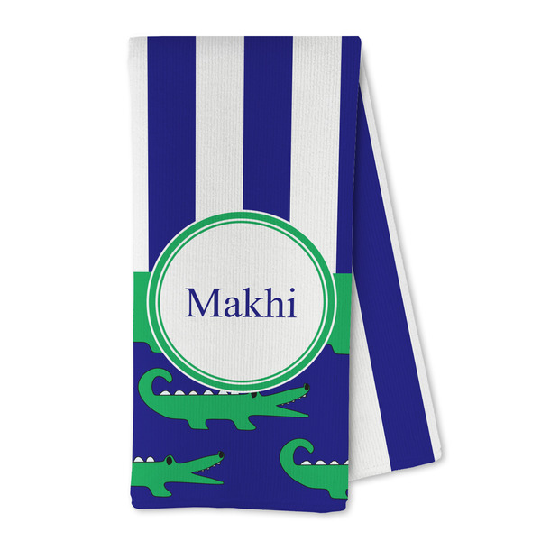 Custom Alligators & Stripes Kitchen Towel - Microfiber (Personalized)