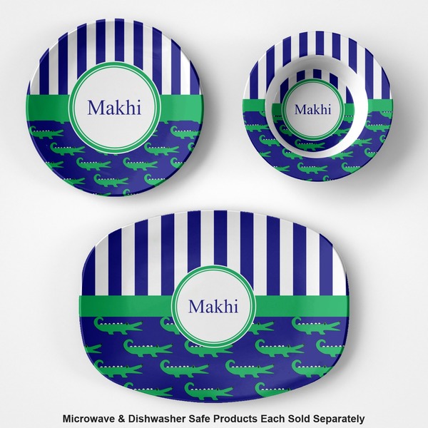 Alligators & Stripes Microwave & Dishwasher Safe CP Plastic Dishware - Group