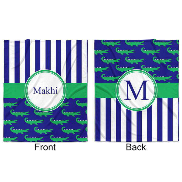 Alligators & Stripes Minky Blanket - 50"x60" - Double Sided - Front & Back