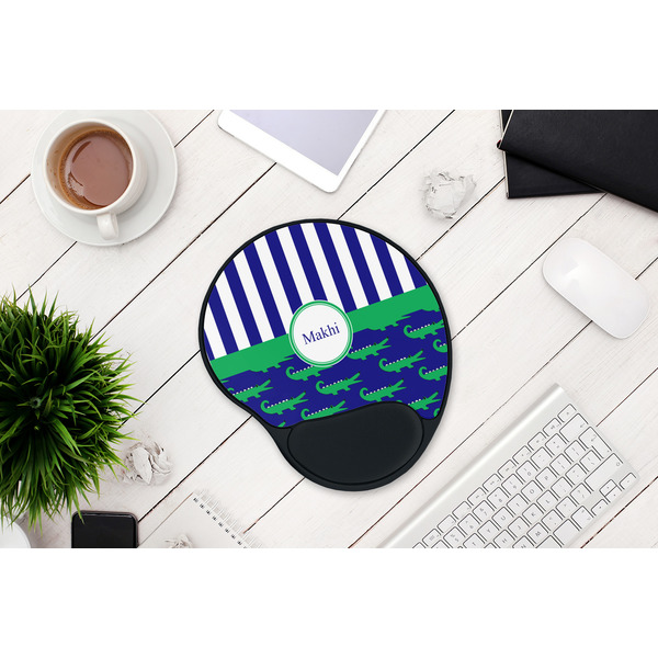 Alligators & Stripes Mouse Pad with Wrist Rest - LIFESYTLE 1
