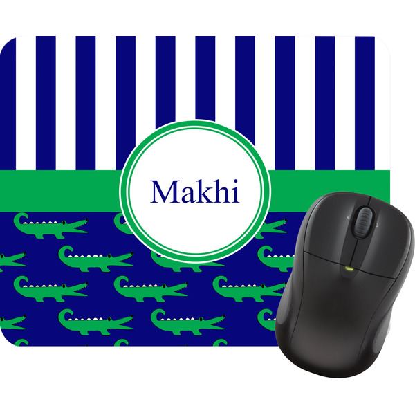 Custom Alligators & Stripes Rectangular Mouse Pad (Personalized)