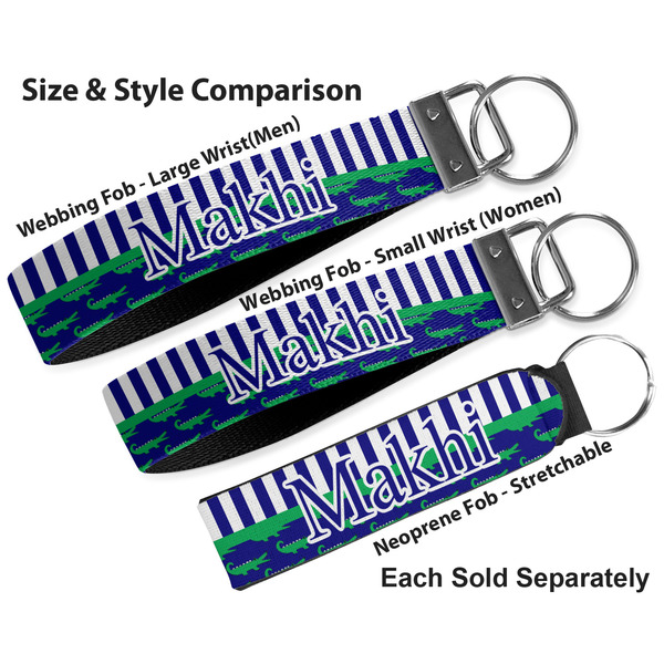 Alligators & Stripes Multiple Key Ring comparison sizes