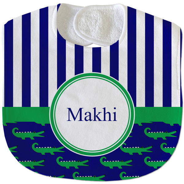 Alligators & Stripes New Baby Bib - Closed and Folded