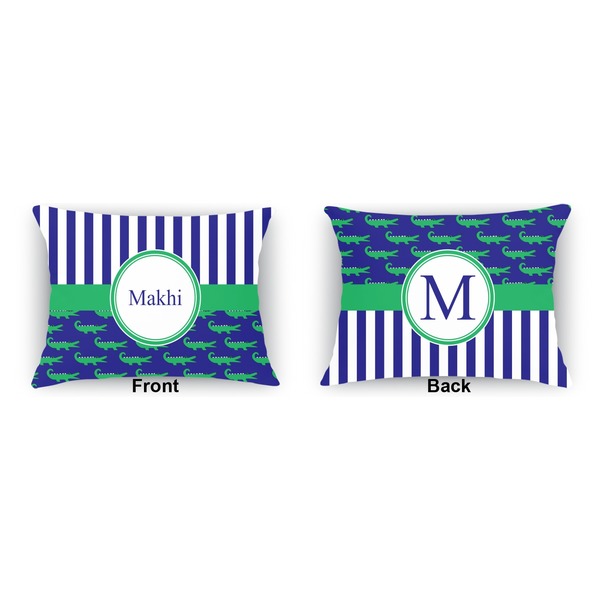 Alligators & Stripes  Outdoor Rectangular Throw Pillow (Front and Back)