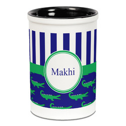 Alligators & Stripes Ceramic Pencil Holders - Black